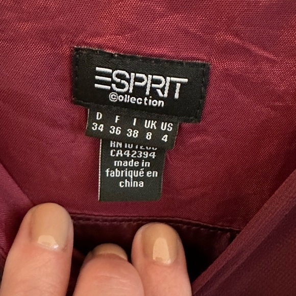 EUC ESPRIT Plum Chiffon Empire Waist Midi Dress Size 4 - Picture 7 of 9